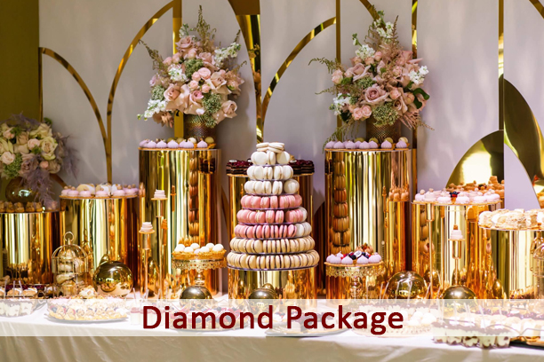 men in blue suits choosing food at a banquet